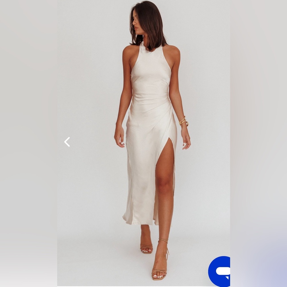 SELFIE LESLIE Satin Halter Dress